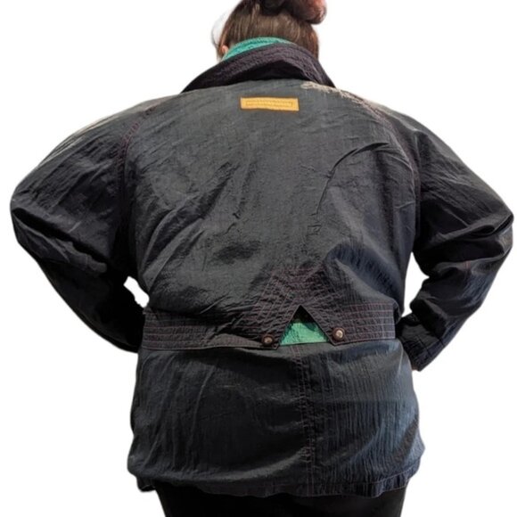 Vintage 80s Nuage Multicolour Navy Yellow Pink  Wind Breaker Jacket Size 44 3XL - Picture 3 of 16